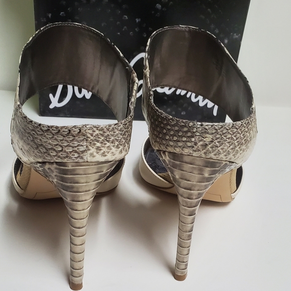 Sam Edelman Scotti Ivory Leather Snake Skin Sandals 8.5" - Picture 7 of 12